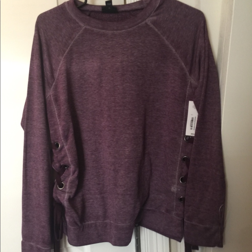 Purple tie-up sweater